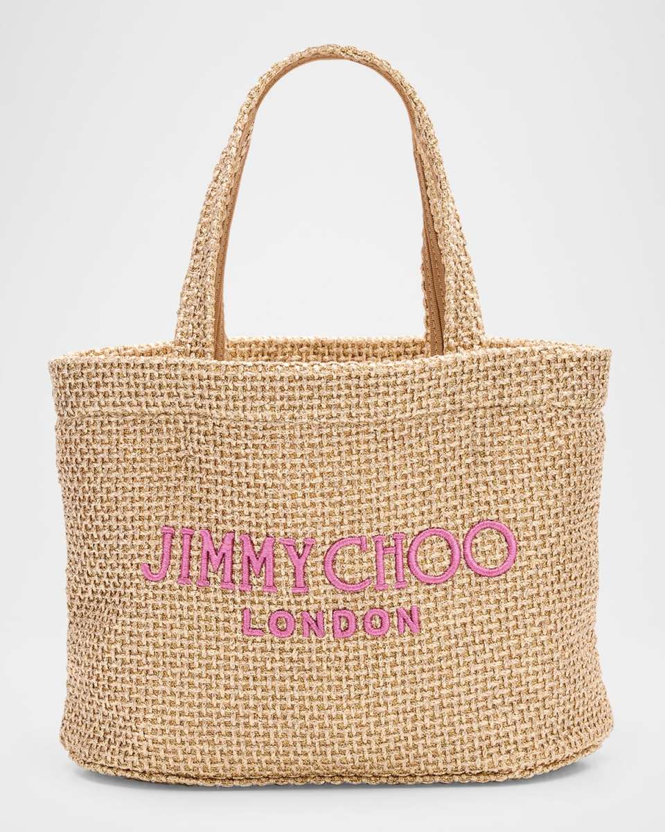 Mini Metallic Raffia Beach Tote Bag